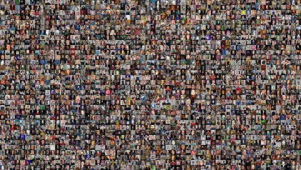 A visualization of 2,000 of the identities included in the MS Celeb database from Microsoft.