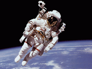 The Manned Maneuvering Unit (MMU) spacesuit, which was used in NASA's space shuttle program.