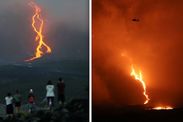 Volcano eruption latest active volcano Piton de la Fournaise erupting Reunion Island