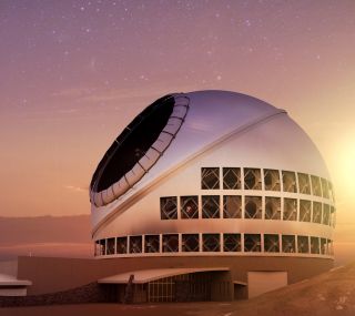 An artist's depiction of the Thirty Meter Telescope (TMT).