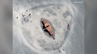 The playa is preparing for another year of Burning Man, as seen in satellite images released by Maxar Technologies. 