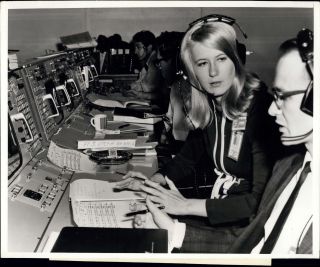 Poppy Northcutt, pictured here in 1968, was the first woman in an operational support role to work in NASA's Mission Control Center in Houston.