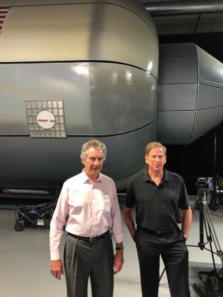 Bigelow Aerospace founder and President Robert Bigelow (left) and former NASA astronaut Mike Gernhardt, the principal investigator of NASA's Next Space Technologies for Exploration Partnerships (NextSTEP) habitat-testing program, stand outside Bigelow’s Mars Transporter Testing Unit on Sept. 12, 2019.