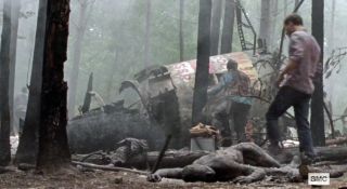 The remains of a Soviet satellite in AMC's The Walking Dead. Such a large piece of space junk from a satellite would be unlikely in reality, unless it was designed to survive reentry.