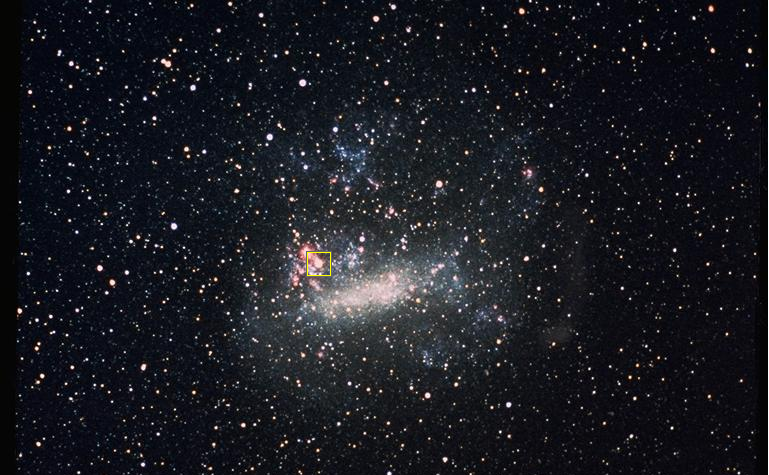 A 1987 image of SN 1987A in the Large Magellanic Cloud, taken by the Kuiper Airborne Observatory. Image Credit: By NASA/Ames Research Center 