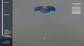 A Blue Origin New Shepard rocket launches the Reusable Space Ship H.G. Wells on its record 6th flight to suborbital space from the company's West Texas launch site on Dec. 11, 2019. 