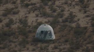 A Blue Origin New Shepard rocket launches the Reusable Space Ship H.G. Wells on its record 6th flight to suborbital space from the company's West Texas launch site on Dec. 11, 2019. 