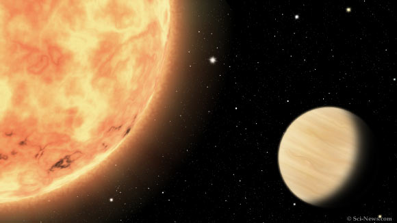 An artist’s impression of HD 213885c and its host star. Image credit: Sci-News.com.