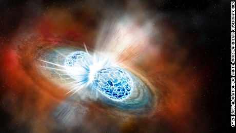 First-seen neutron star collision creates light, gravitational waves and gold