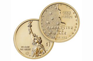 Delaware’s 2019 American Innovation $1 coin honored astronomer Annie Jump Cannon and her star classification system. 