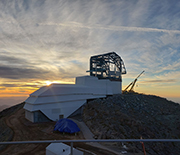 NSF Vera C. Rubin Observatory at sunset on Cerro Pachon in October 2019. Construction is scheduled to be completed in 2022 when science operations begin.