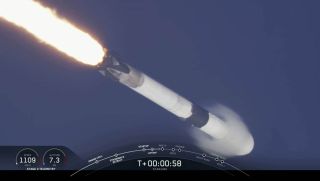 A SpaceX Falcon 9 rocket launches 60 new Starlink satellites on the Starlink-3 mission from Cape Canaveral Air Force Station in Florida on Jan. 29, 2020.