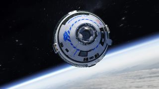 An artist's illustration of Boeing's CST-100 Starliner spacecraft in orbit.