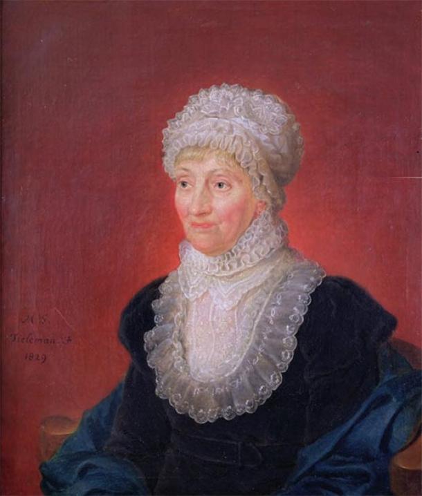 Caroline Herschel at 78, one year after winning the Gold Medal of the Royal Astronomical Society in 1828. (Bernd Schwabe in Hannover / Public Domain)