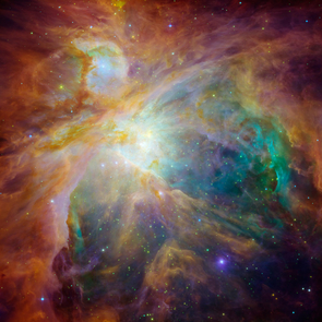 Spitzer's retirement brings to a close an era of not only scientific breakthroughs, but also some of the most visually stunning wallpapers gracing screens worldwide. Here, we see baby stars 1,500 light-years away in the cosmic cloud of the Orion Nebula, a cocoon of gas and dust. Infant stars appear as yellow dots embedded in the nebula. (Image: NASA)