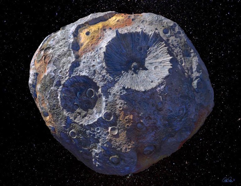  An artist's impression of Psyche 16, an asteroid with enough gold in it to make everyone on Earth a billionaire