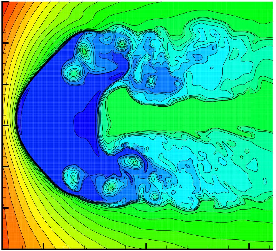 A new simulation of the heliosphere – the magnetic bubble surrounding the sun – shows it to have two relatively short jets streaming away from the nose.