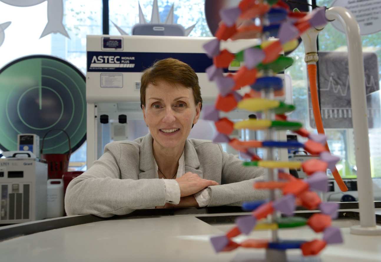 Helen now, in a chemistry lab