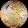 Portrait of Io showing its craters and volcanoes. Taken during the Voyager mission