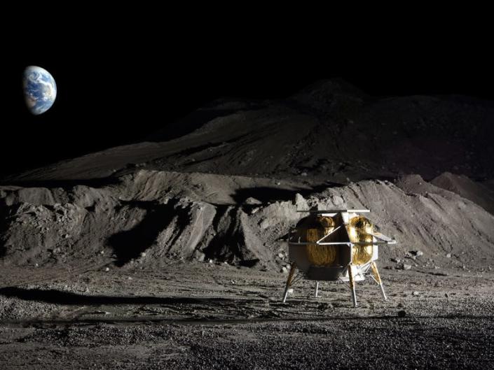 Conceptual image showing Astrobotic Technologies’s Peregrine lander on the Moon. 