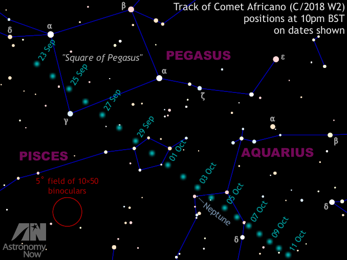 Watch Comet Africano (C/2018 W2) pass closest to Earth in late September – Astronomy Now Online